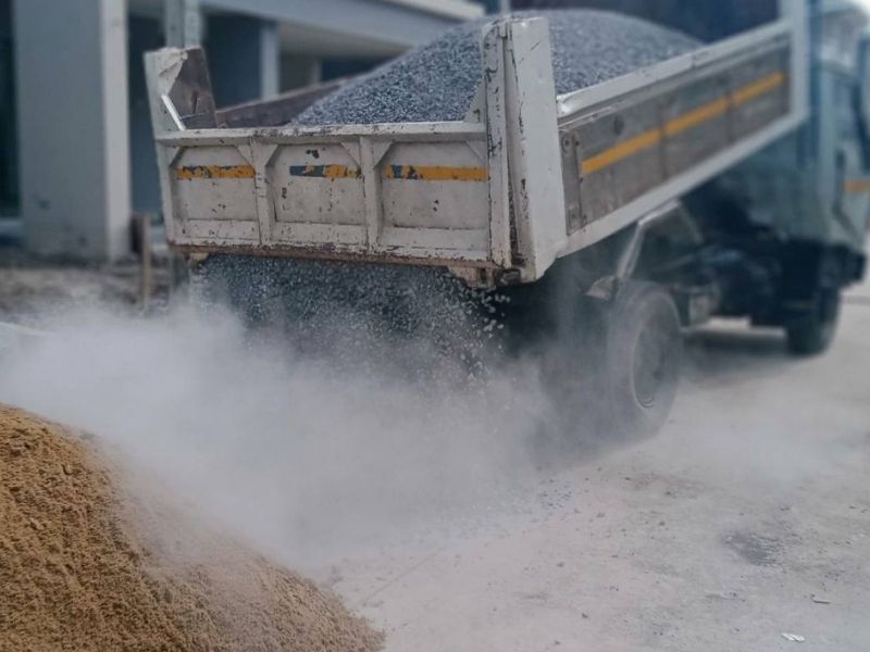 หินและทรายหยาบ วัสดุสำหรับการผสมคอนกรีตและถมพื้นที่
